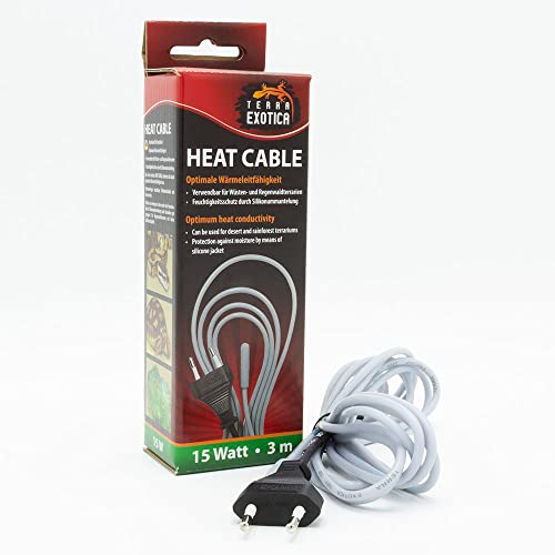 Terra Exotica Heizkabel - 15 Watt / 3 m Heat Cable - Bodenheizung für Terrarien - Terrarium Heizung - Silikonheizkabel für optimale Wärmeleitfähigkeit