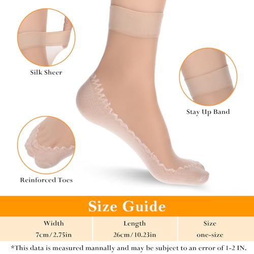 Image of 12 Pairs Sheer Socks Women Ankle Nylon Socks For Women Summer Anti-Slip Ankle Stockings Hosiery Reinforced Bottom And Toe Black Nude