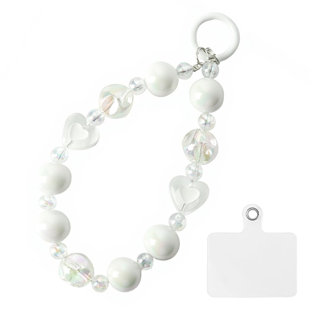 ZIBUYU® Beaded Phone Charm Stylish Heart Acrylic Beads Phone Lanyard with Soft Insert Pad, Cute Phone Accessories Gift for Girls & Women (1 Pc)-image-9