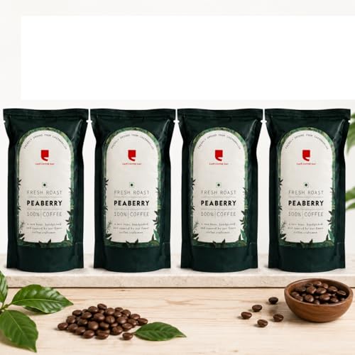 Image of Cafe Coffee Day - PEABERRY 100% Coffee - 200gm each (Pack of 4) | Medium to Dark Roast | South Indian Filter Coffee | Fresh from Chikmagalur factory