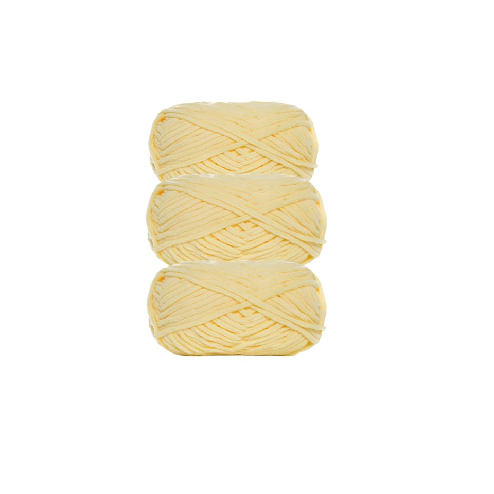 Soft Baby Wool for Knitting, 3 x 100g, Super Soft Velvet Chenille Yarn, Fluffy Soft Wool, Crochet Yarn for DIY Knitting Projects (22 Light Yellow)