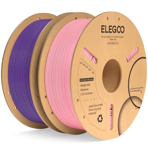Image of ELEGOO PLA Plus Filament 1.75mm Pink & Purple 2KG, PLA+ Tougher and Stronger 3D Printer Filament Dimensional Accuracy + /- 0.02mm, 2 Pack 1kg Spool(2.2lbs) Fits for Most FDM 3D Printers