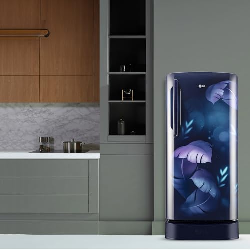 Image of LG 201 L 5 Star Direct Cool Smart Inverter Compressor Single Door Refrigerator (GL-D211HBIZ, Blue ILAN, Fast Ice Making, Auto Smart Connect with Base Stand Drawer)