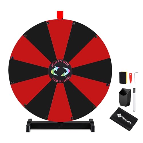 WinSpin 24" Prize Wheel Easy Editable Tabletop Spinning Wheel Black & Red