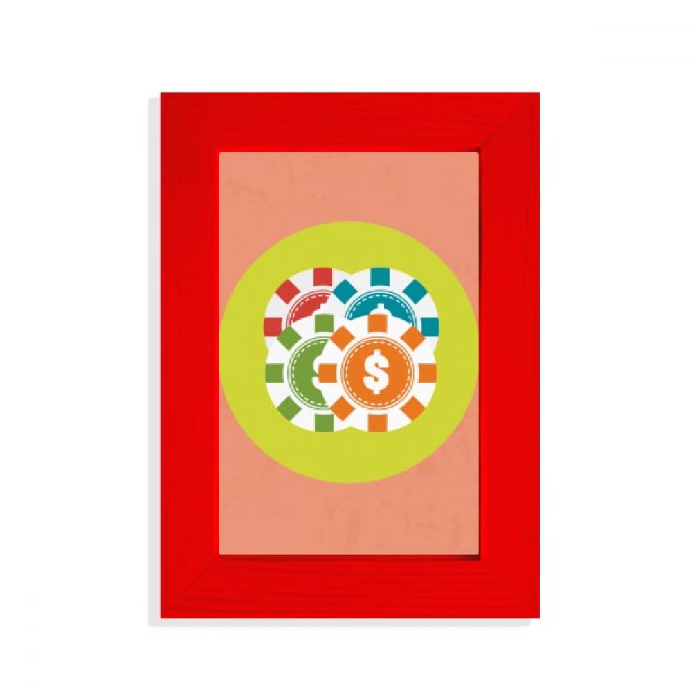 Cadre photo art rouge avec dessin animé chips casino pour décoration intérieure moderne