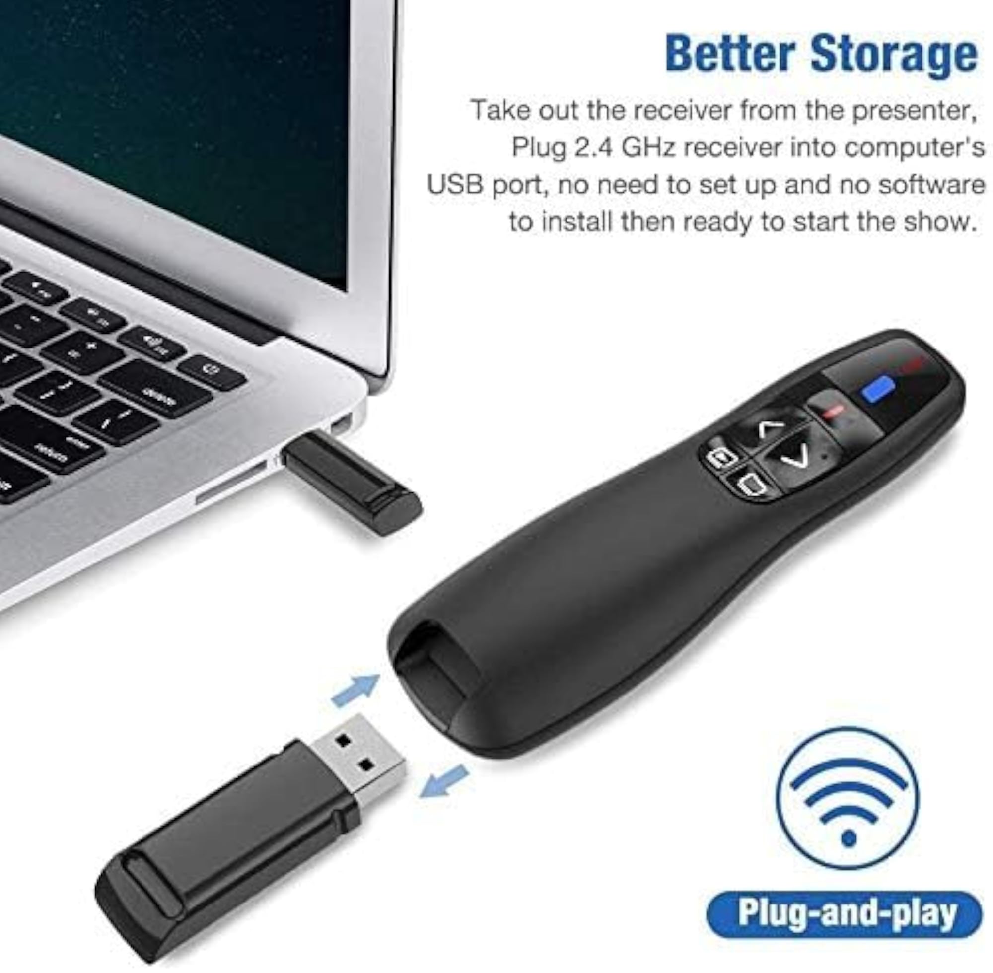 Wireless Presenter Remote Controller with Red Laser Pointer