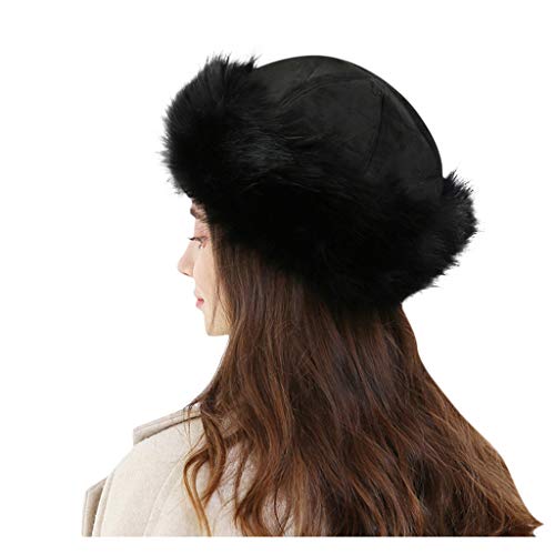 Gorros para hombre Azul Orejeras Sólidos Moda Invierno Sombrero Sólido Grueso Lana Gorra de béisbol Parasol Mujer Gorra (Negro, Talla única)