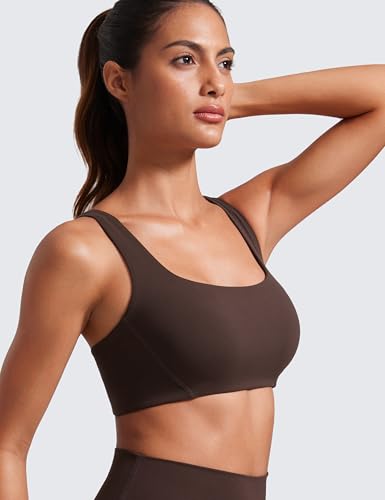 Image of CRZ YOGA Butterlift Square Neck Sports Bras | Double Lined, Light Support, Non Padded, Yoga, Buttery Soft, V-Shaped Racerback, for Women