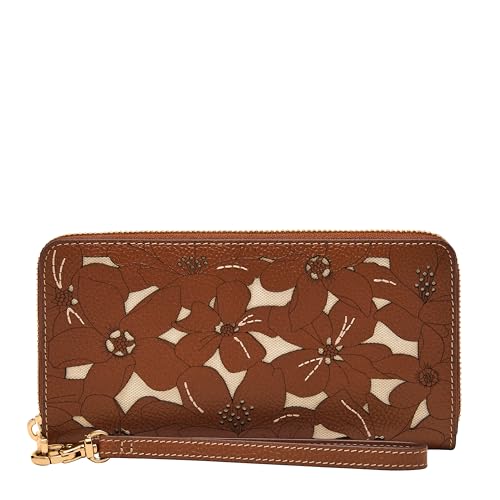 Image of Fossil Women's Logan Leather RFID-Blocking Zip Around Clutch Wallet with Wristlet Strap for Women