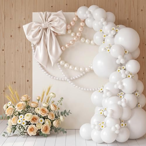 Kit d'arche de ballons blancs pour célébrer vos fiançailles et moments de bonheur