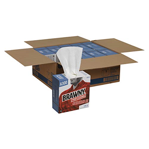 Black Friday - 60% OFF Brawny Professional A300 Disposable Cleaning Towel by GP PRO (Georgia-Pacific), 29518, White (128 Wipers per Box), 10 Boxes - Tall Box