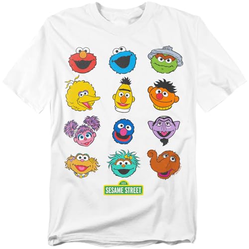Popfunk Sesame Street Character Heads Unisex Adult T Shirt White Large