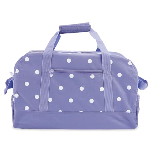 Current Small Duffel Bag for Kids - Purple and White Polka Dot Print, 9 x 10 ½ x 19 inches