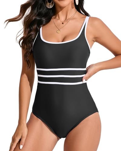 Cromi Womens One Piece Swimsuits Modest Bathing Suits Athletic Color Block Swim Suits