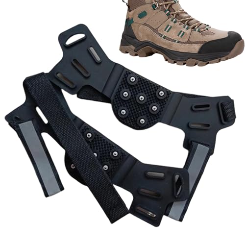 -Spicos,7 Puntas Ajustable Mango Antideslizante para Zapatos,Escalada con Tiras Reflectantes - para Invierno desplazamientos Senderismo Caminatas Escalada montañismo Actividades matutinas