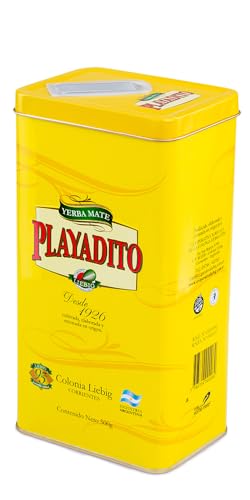 Playadito - Yerbero de Chapa enthält 500g Yerba Mate mit Sticks Ideal zum Teilen mit Freunden