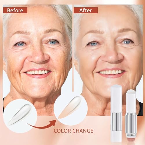 Color Changing Foundation Stick, 2-in-1 Dual-Ended Skin Matching Foundation with Detachable Brush, Lightweight Non-Greasy Moisturizing Face Makeup (2#Light) — view 2