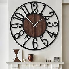 LEIKE Extra Large Wall Clocks,Silent Little Ticking,Battery Operated Vintage Round Modern Wood Wall