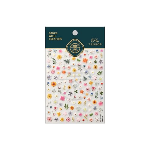 Image of Flower Nail Stickers Colorful Floral Nail Art Stickers Summer Wildflower Leaf Plant 5D Embossed Self-Adhesive Nails Decals Supply Manicure for Women Nails Decoration