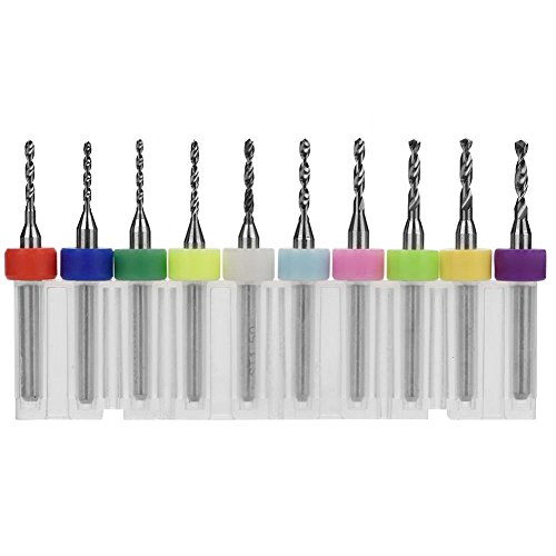 10Pcs Tungsten Carbide Drill Bits Set, 1.1-2.0mm Micro PCB Drill Bits Set, with Storage Box, for PCB Print Circuit Board Jewelry CNC Engraving