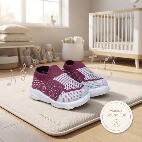 Image of Infant Shoes for Baby Boys & Girls | Musical Sound Walking Shoes | First Walker Shoes for Toddlers | Lightweight Breathable Knit Sneakers | Soft Sole Comfortable Slip On Shoes for Newborns, Babies & Kids