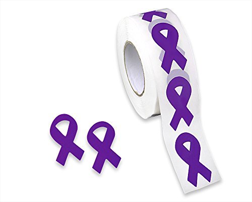 250 Small Purple Ribbon Shaped Stickers - Perfect for Alzheimer’s, Epilepsy, Pancreatic Cancer, Domestic Violence, Lupus, Crohn’s Disease & More