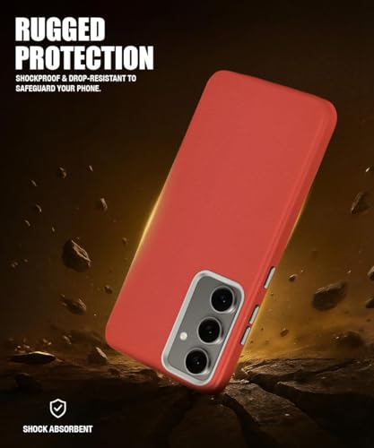 Image of WOW IMAGINE Back Cover for Samsung Galaxy S24 FE 5G | Shockproof Tough Leather Texture Hard Mobile Case | Ultra Slim Non-Slip Grip | Inner Velvet Fabric | Metal Camera Ring - Crimson Red
