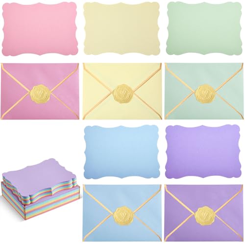 50 Invitations Vierges A7 Dorées Jetec avec Enveloppes pour Cartes de Vœux et Mariage