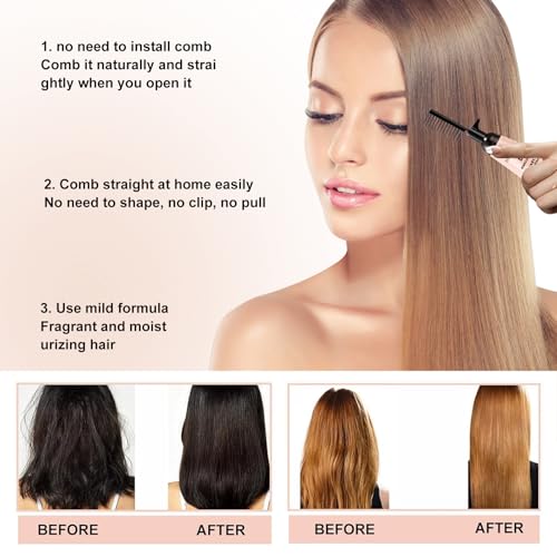 Haarglättungscreme,Hair Straightening Cream,Protein-Haarglättungscreme,Seidige & Glänzende Haarglättungscreme Mit Rosenöl,Protein Korrigierende Haarglättungscreme Glättungscreme Tiefenwirksame Haarkur