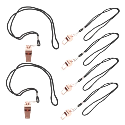 Silbatos para árbitro acero inoxidable rosa oro 6 piezas con cordón miniatura 1