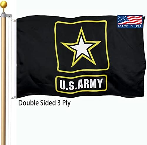 US Army Military Flag 3x5 Outdoor Double Sided 3 Ply-Made In USA-United States Army Flag Durable Polyester Double Stitched Clear Pattern Vivid Colors Comes with 2 Brass Grommets for Indoor Outdoor Office Company