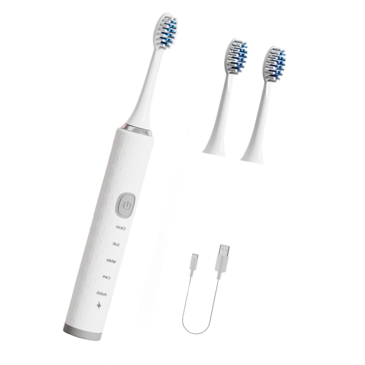 Waterproof Dupont Soft Bristles Usb Rechargeable Sonic Electric Toothbrush With Five Vibrating Brushing Cleaning Modes & 2 Extra Replaceable Brush Heads For Adults (Pack Of 1),White-image-41