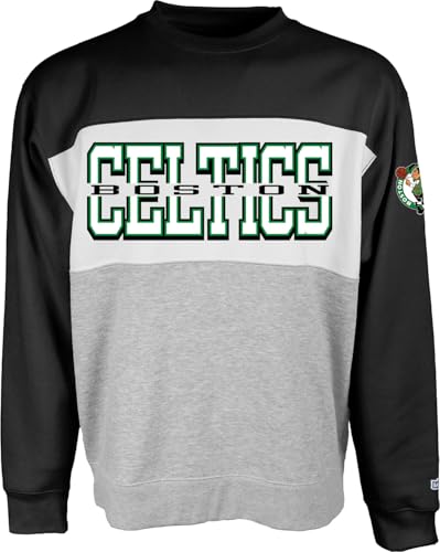 Blue 84 Boston Celtics NBA Officially Licensed Colorblock Crewneck Sweatshirt,Large