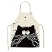 Xlabor Delantal, diseño de gato para padres y niños, de algodón y lino, delantal de cocina, delantal de cocina, delantal con diseño de D infantil