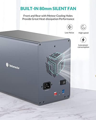Image of Yottamaster 5 Bay RAID Hard Drive Enclosure, 150W Aluminum USB3.0 RAID HDD Enclosure for 3.5 & 2.5 Inch SATA HDD /SSD, Support 120TB(5x24TB) Direct Attached Storage DAS RAID1 /5 /10 /JBOD /CLONE [FS5RU3]