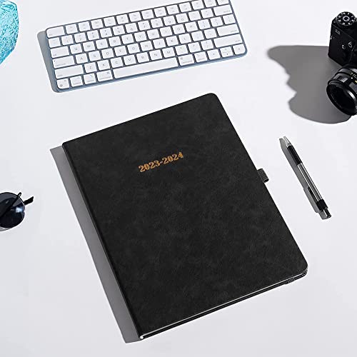 2023-2024 Daily Leather Planner Weekly Monthly - Ensight Large Academic Planner Men Or Women (8.5 X 11") Business Personal Or Student With Pen Holder, Bookmark, Notes Pages, Thick Paper, Runs July 2023 - June 2024 (Black) #TOP4