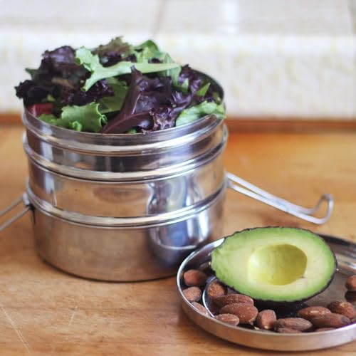 ECOlunchbox Tri Bento 3-Tier Stainless Steel Lunch Box | 4.5 Cups (36 oz) Capacity | 5.25 x 5.25 x 4 inches (13.5 x 13.5 x 10 cm) | Perfect for Meal Prep, Snacks & Portion Control | Durable, BPA Free by Ecolunchbox - Image 5