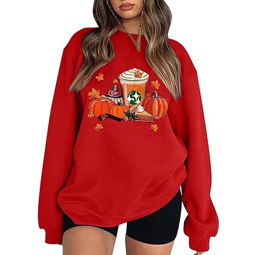 Pull imprimé citrouille ample femme pour masquer les formes avec style