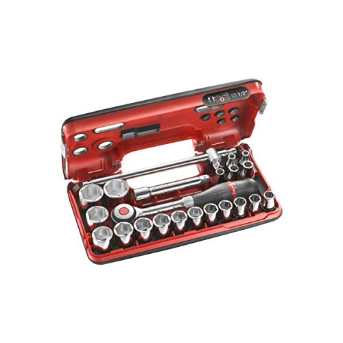 FACOM Jeu Detection Box - Cliquet Manche Rotatif Haute Performance et Douilles 1/2 ' 6 Pans Métriques - S.360DBOX4PB