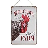 VGRDTW Chicken Coop Accessories, Chicken Accessories for Hens, Chicken Accessories, Welcome To The Funny Farm Sign Chicken Coop Decor Iron Farmhouse Sign for Garage Accessories 7.87x11.81 Inch