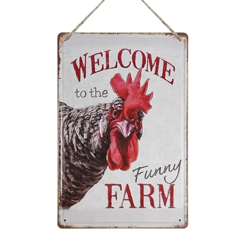 VGRDTW Chicken Coop Accessories, Chicken Accessories for Hens, Chicken Accessories, Welcome To The Funny Farm Sign Chicken Coop Decor Iron Farmhouse Sign for Garage Accessories 7.87x11.81 Inch