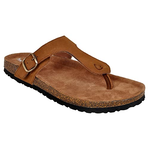 Image of Hx London Genuine Nubuck Leather Slipon Adjustable Sandals for All Day & Ethnic Wear