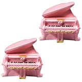 MAJORMENCH 2 Stück Miniatur Klavier Modell aus Resin DIY Dekoration Detailreiches Realistisches Mini Musikinstrument Pinke Miniatur Deko für Puppenhaus und Bastelprojekte