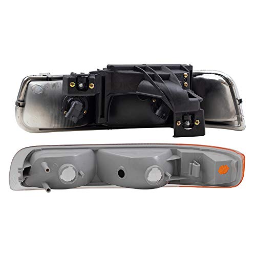 Brock Replacement 4 Pc Set Headlights & Side Signal Marker Lamps Compatible With 2000-2006 Tahoe Suburban 1999-2002 Silverado Pickup Truck #TOP3
