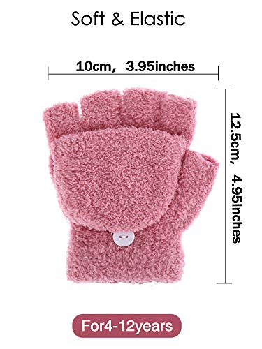 EBOOT Kids Gloves Full Fingers Knitted Gloves Warm Mitten Winter Favor for Little Boys and Girls(Color Set 10, 4-12 Years Size, 3 Pairs3