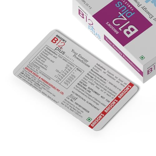 Image of Bakson's B12 Plus Tablet, 30 Tablets, 3 x 10 Tablets Pack