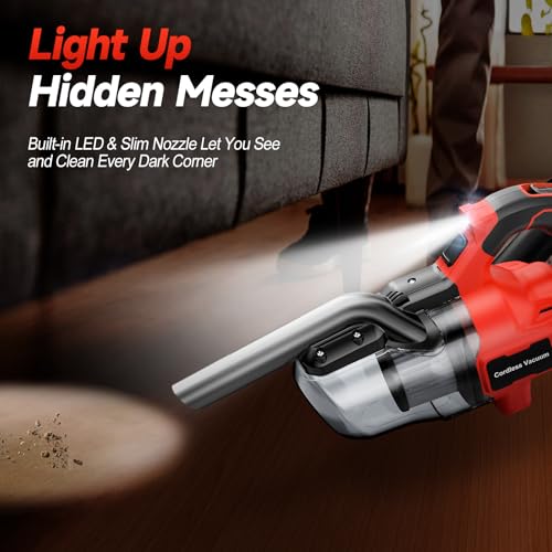 Image of Cordless Handheld Vacuum Cleaner Compatible with Milwaukee 18V Battery | (Tool Only, No Battery), 16000Pa Portable Vacuum with 2 HEPA Filters & 4 Attachments for Car, Home, Garage Cleaning
