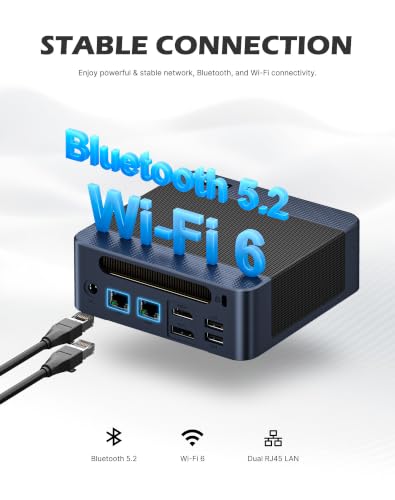 Image of BOSGAME E7 Mini PC, Intel Core 3 100U 16GB DDR4 512GB PCIe SSD | 6C /8T, up to 4.7GHz, Wi-Fi 6 / BT 5.2 / Dual RJ45 LAN, Win 11 Pro 4K Triple Display Mini Computers for Office /Home