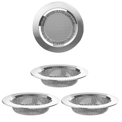 Kitchen Sink Strainer, Stainless Steel Sink Drain Strainer, Dishwasher Safe, Outer Diameter 4.4 inch/11.2cm, Inner Diameter 3 inch/7.6cm, Pack of 3
