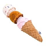 Pawty Dog Toys - Ice Cream Cone Toy - Plush Interactive Food Shaped Parody Toy with Squeaker - Fetch Cute Chew Toy - Cute Dog Gifts for Favorite Dog Birthday